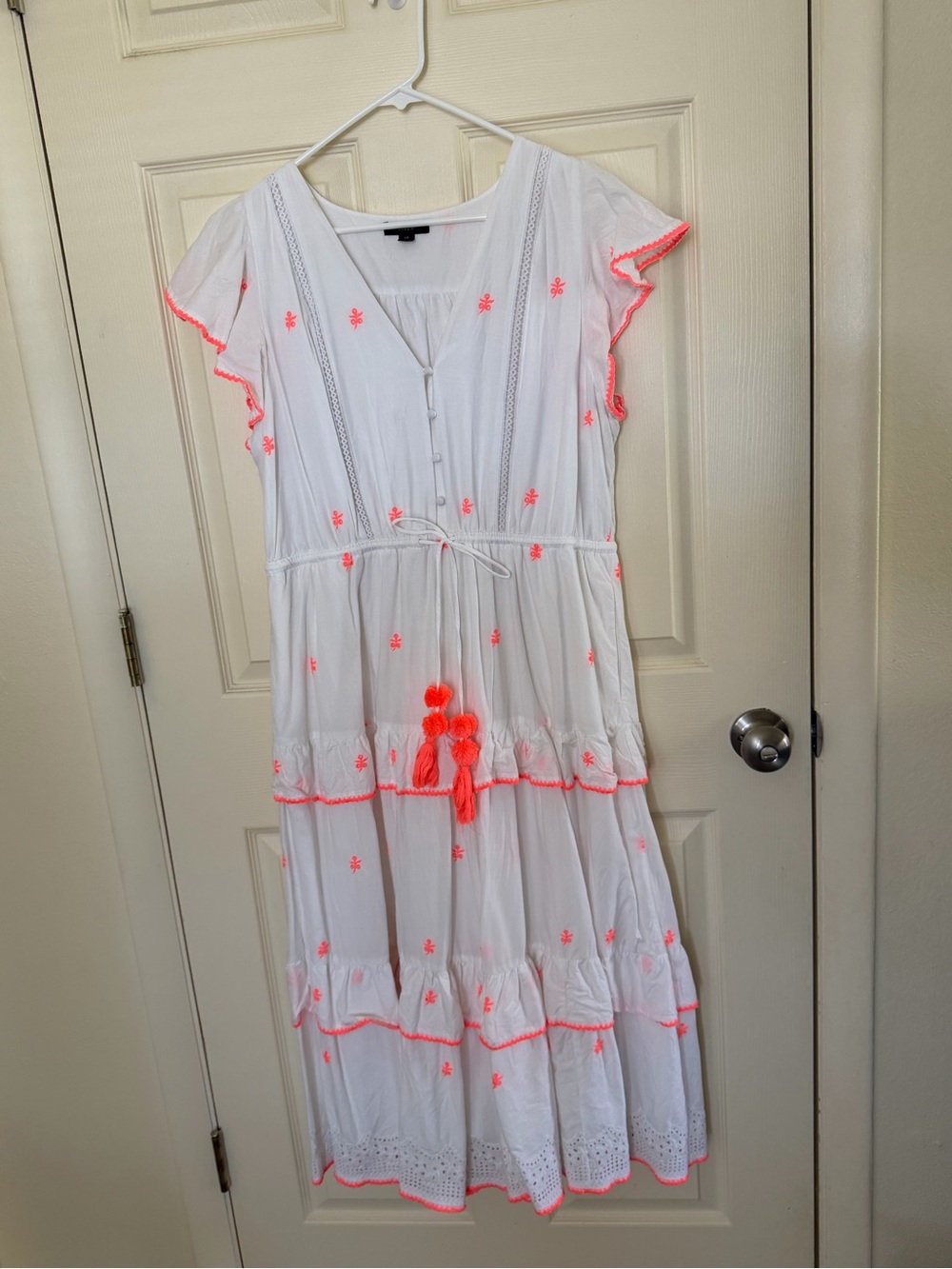 J. Crew White Cotton Dress with Subtle Gathered Waist